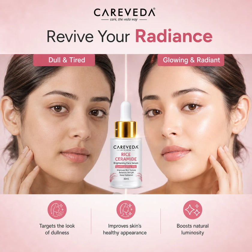 Careveda Rice Ceramide Brightening Face Serum - For Radiant & Healthy Skin - 30ml