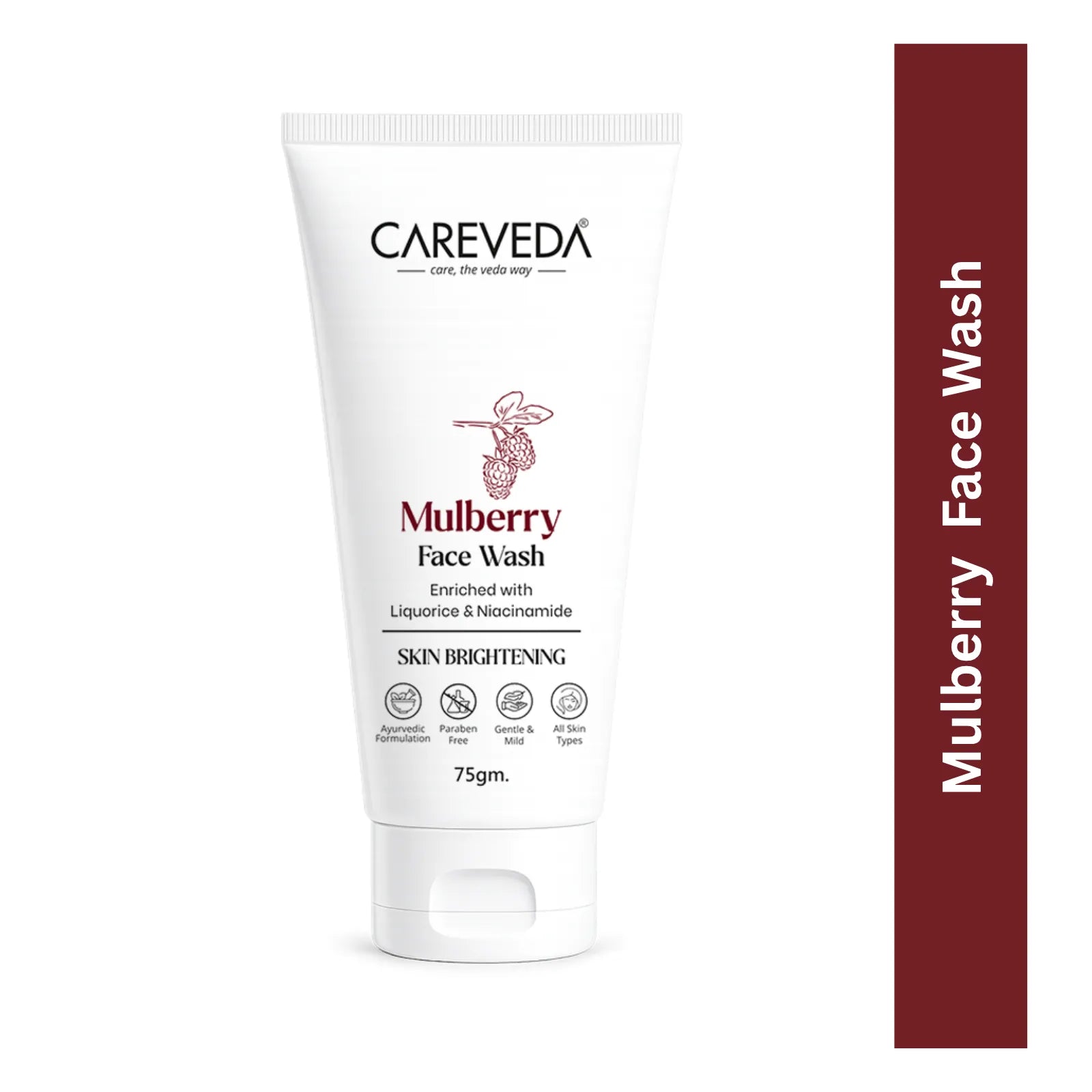 CareVeda Mulberry Face Wash with Liquorice & Niacinamide – Skin Brightening & Dark Spot Reduction (75gm)