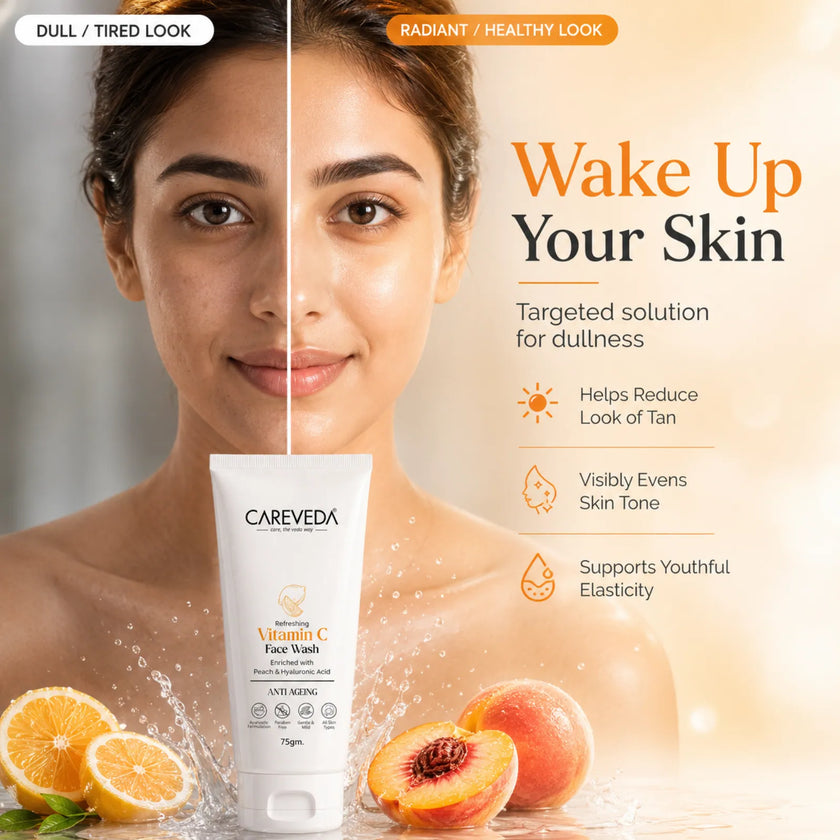 CareVeda Refreshing Vitamin C Face Wash with Peach & Hyaluronic Acid - 75g