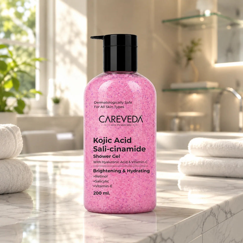 Careveda Advanced Ayurvedic Formula Brightening & Hydrating Kojic Acid Sali-cinamide Shower Gel (200ml)