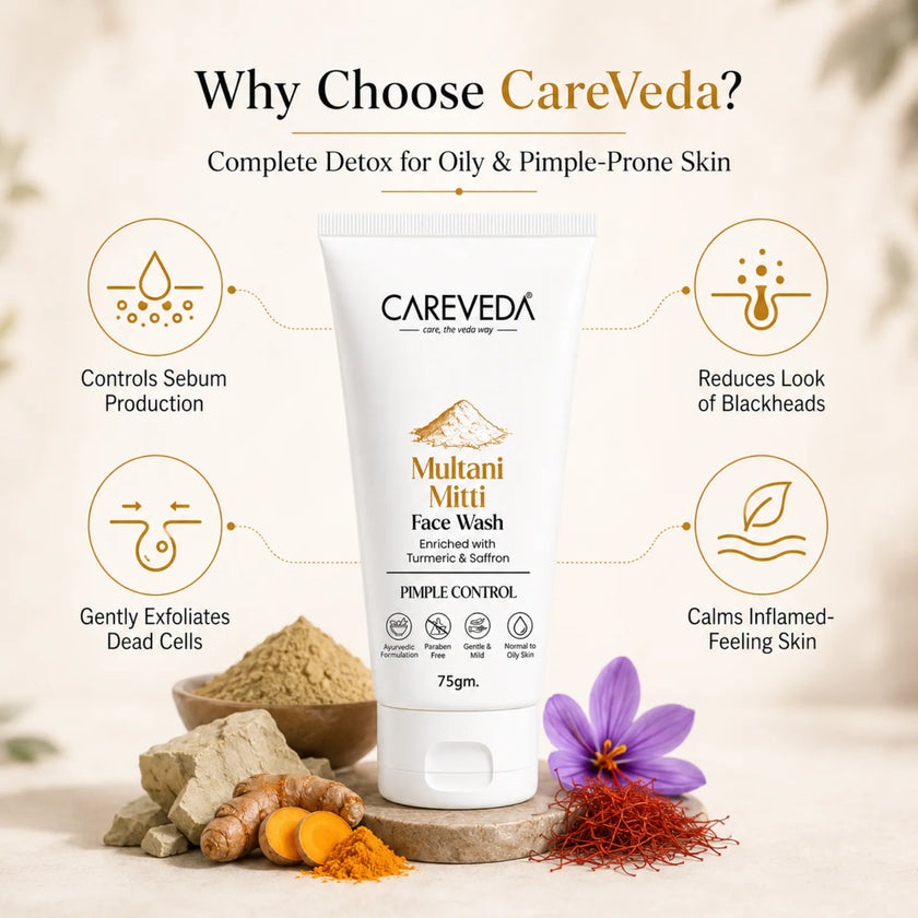 CareVeda Multani Mitti Face Wash – Pimple Control & Oil Balancing - 75gm