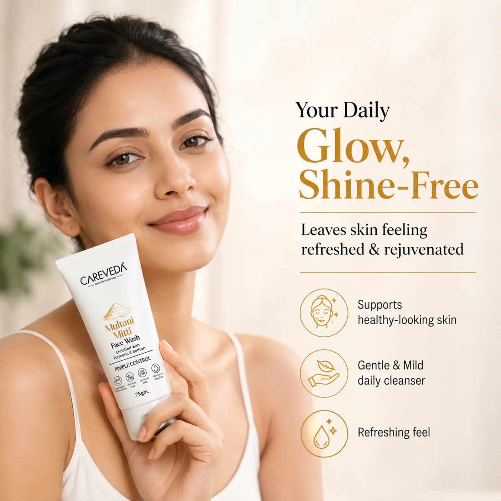 CareVeda Multani Mitti Face Wash – Pimple Control & Oil Balancing - 75gm