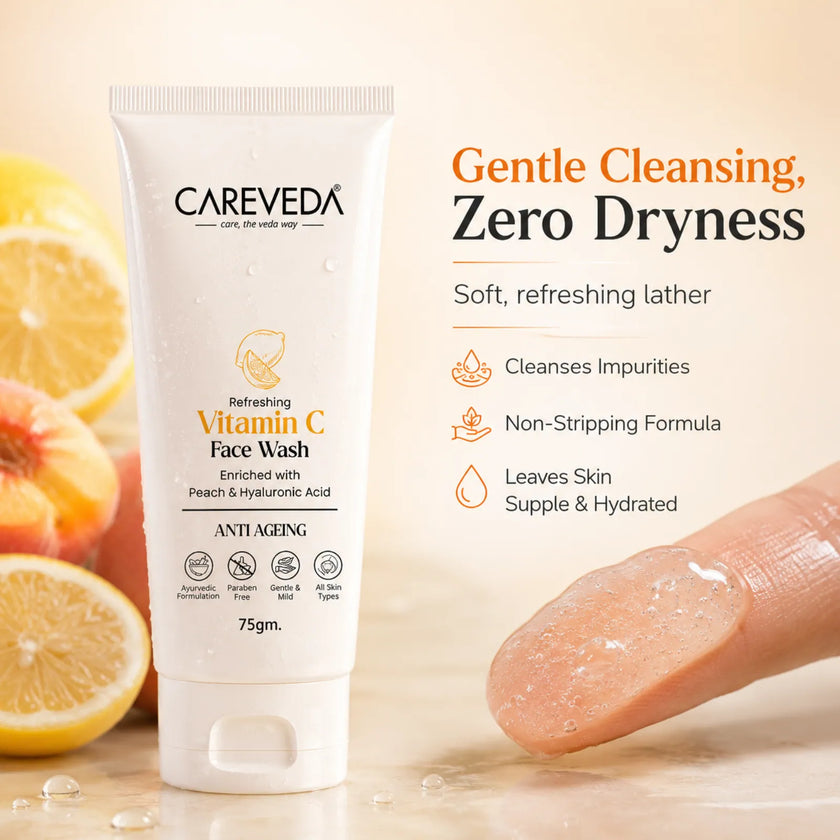 CareVeda Refreshing Vitamin C Face Wash with Peach & Hyaluronic Acid - 75g