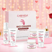Careveda Rice Ceramide Brightening Skincare Gift Box | Complete Luminous Glass Skin Care Set with Face Wash, Peel Off Mask, Scrub, Cream & Serum, Toner - Set of 6