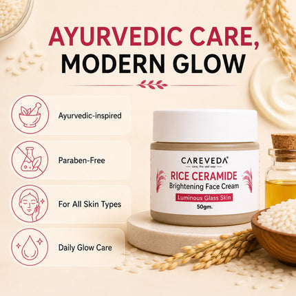 Careveda Rice Ceramide Revival Face Cream for Luminous Glass Skin - 50gm