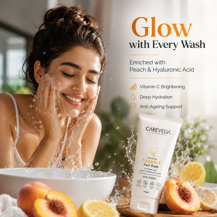 CareVeda Refreshing Vitamin C Face Wash with Peach & Hyaluronic Acid - 75g